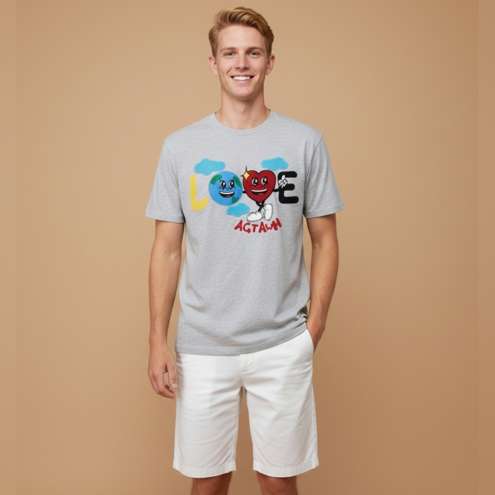 $48 Agtawh St Moritz Mens Love Embellished Short Sleeve Tee Shirt